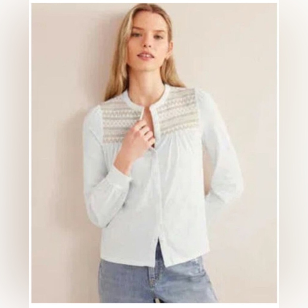 Boden Smocked Yoke Long Sleeve Peasant Top